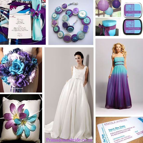 purple and turquoise wedding bouquet
