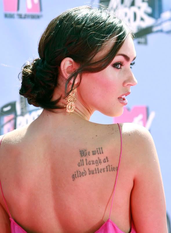 text tattoo back megan fox's-sexy megan fox tattoos