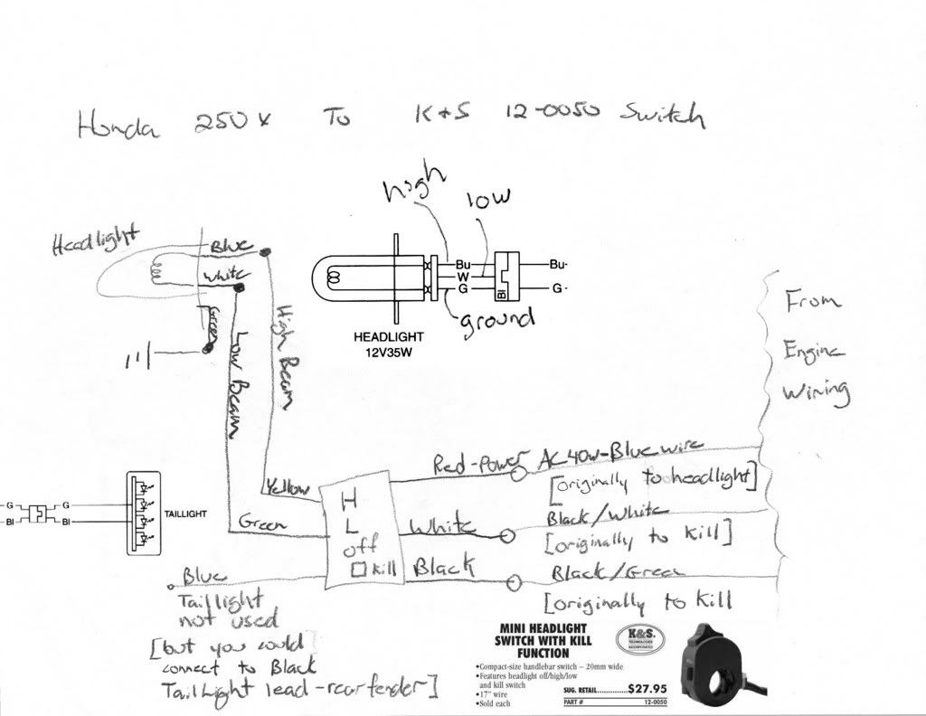 How to: wiring a headlight switch, w/ diagram - CRF250X - ThumperTalk