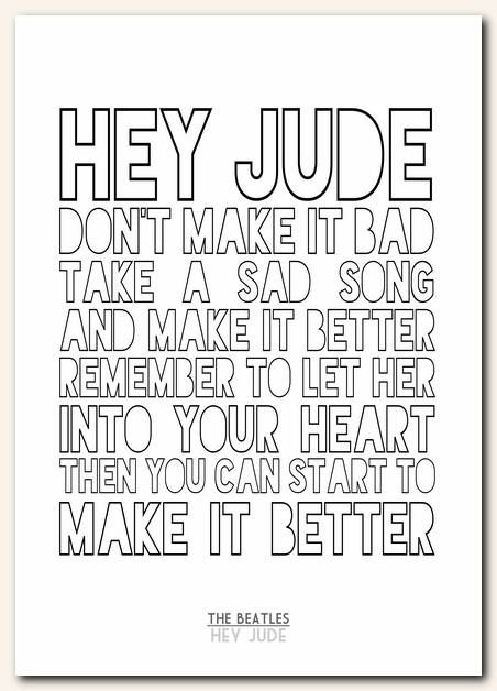 The Beatles Hey Jude Song Lyrics Typography Poster Art Print A A A A Ebay