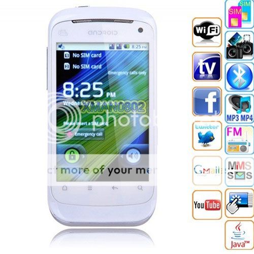 Unlock 4Band Cell Phone 2 Sim Android A GPS WIFI TV Touch Screen B1000 