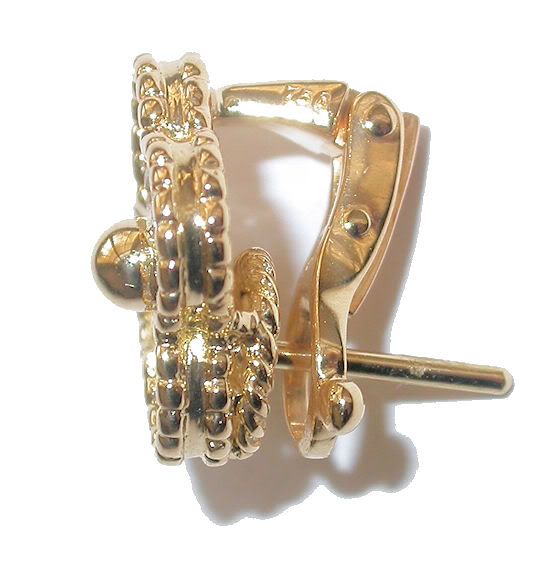   Cleef & Arpels $14.5K diamond & 18K YG Alhambra earrings, MINT IN BOX