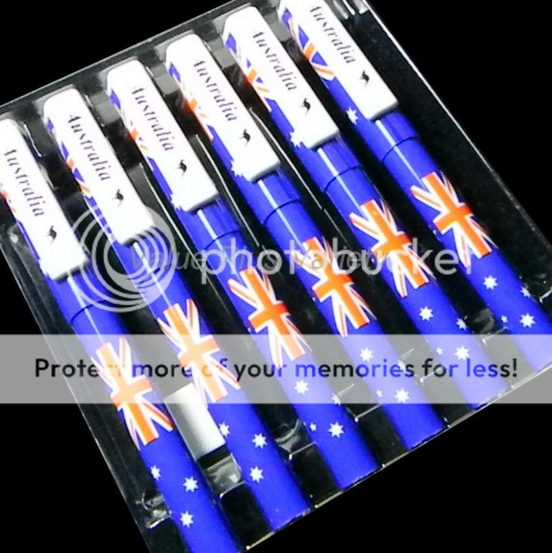 6 Australian Stationery Souvenir Australia Flag Pens Biro Black Ink # ...