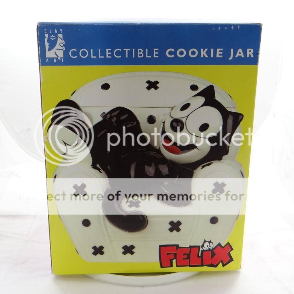 Felix The Cat Cookie Jar Laying on Chair Clay Art in Box Hand Painted Large