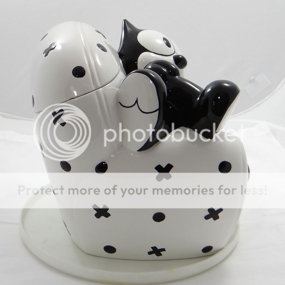 Felix The Cat Cookie Jar Laying on Chair Clay Art in Box Hand Painted Large