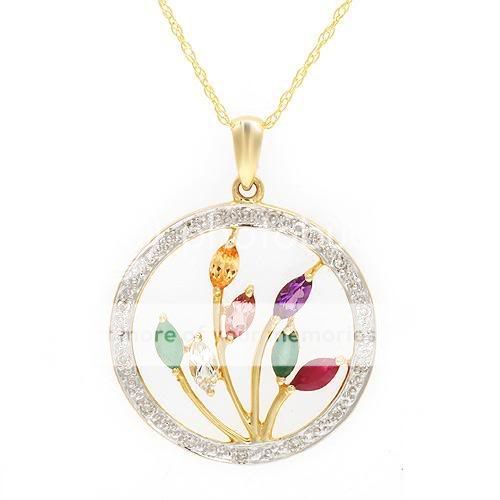 lorenzo 14k two tone multi gemstone circle necklace