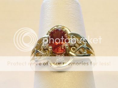 14K .75 ct Red Oregon Sunstone Diamond Ring NATURAL  